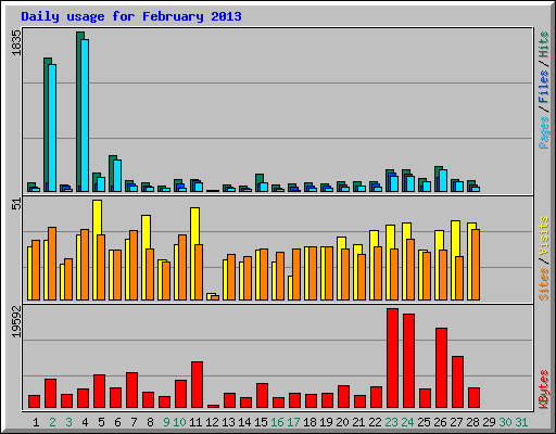 Daily usage for February 2013