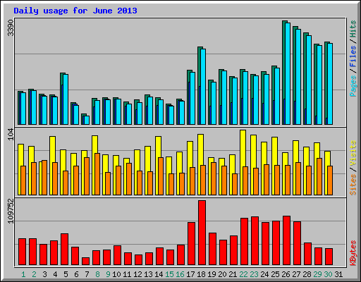 Daily usage for June 2013