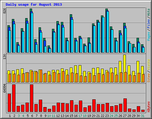 Daily usage for August 2013