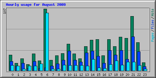 Hourly usage for August 2009