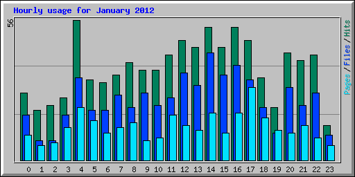 Hourly usage for January 2012