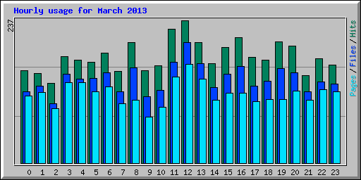 Hourly usage for March 2013